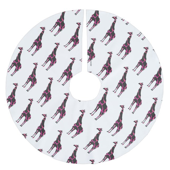 Saia Para Árvore De Natal De Poliéster Giraffe Hot Pink e Black Silhout (Frente)