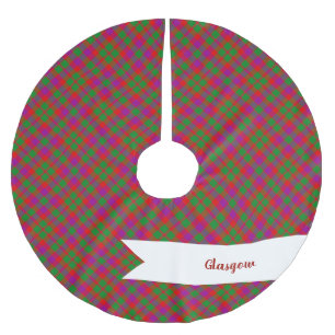 Saia Para Árvore De Natal De Poliéster Glasgow Tartain Xadrez Vermelha Verde Roxo