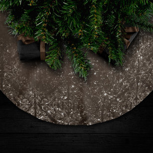 Saia Para Árvore De Natal De Poliéster Glimmery Brown Grunge   Damasco de bronze magnífic