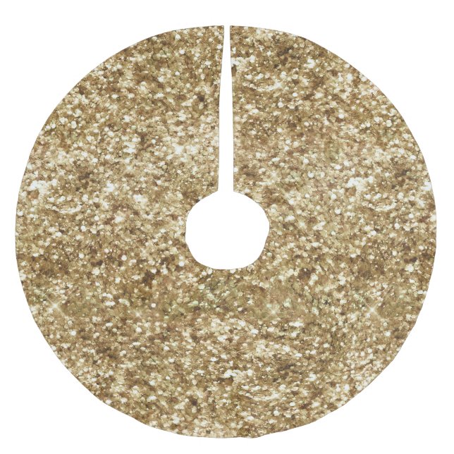 Saia Para Árvore De Natal De Poliéster Glitter Confetti Dourado (Frente)