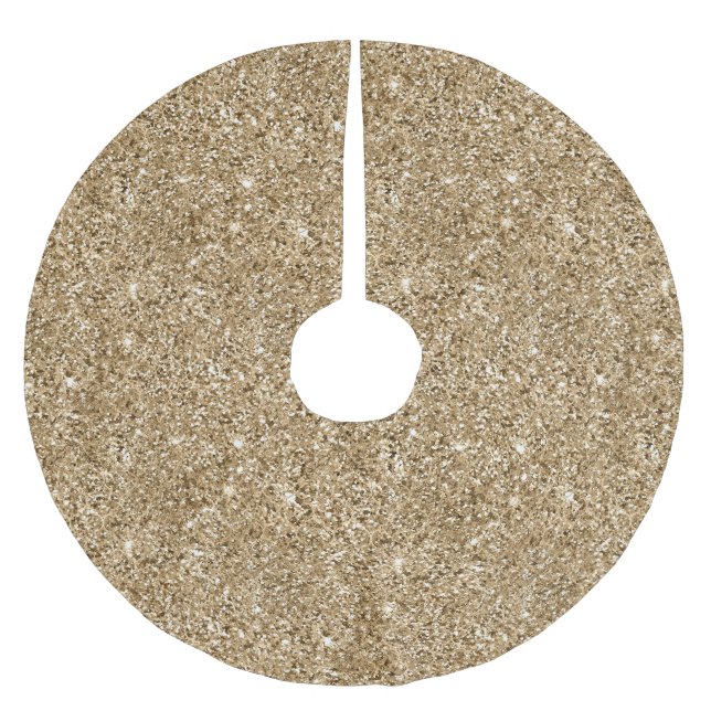Saia Para Árvore De Natal De Poliéster Glitter Dourado de Bronze Chic (Frente)