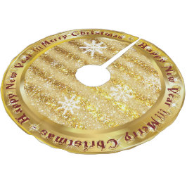 Saia Para Árvore De Natal De Poliéster Glitter Dourado Floco de Neve Popular