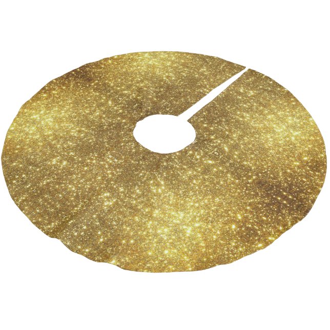 Saia Para Árvore De Natal De Poliéster Glitter Metálico Elegante Dourado Quic (Inclinado)