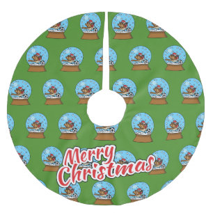 Saia Para Árvore De Natal De Poliéster Globo de Neve com Jogador de Esparto Bonito