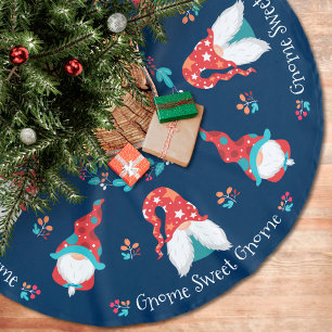 Saia Para Árvore De Natal De Poliéster Gnome Sweet Gnome Cute Modern Simple Holiday Blue