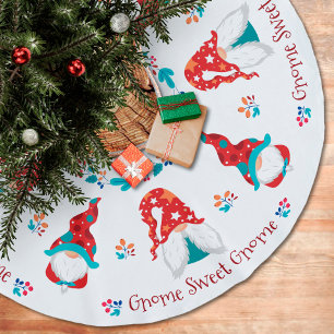 Saia Para Árvore De Natal De Poliéster Gnome Sweet Gnome Cute Modern Simple Holiday Elf