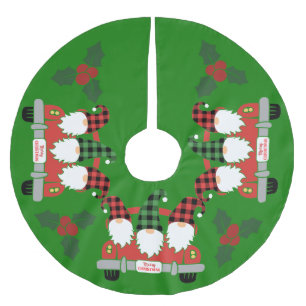 Saia Para Árvore De Natal De Poliéster Gnomo Felry Christmas Tree Skirt com Holly