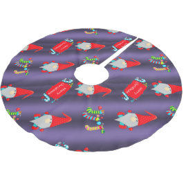 Saia Para Árvore De Natal De Poliéster Gnomos Cons, Natal Azul