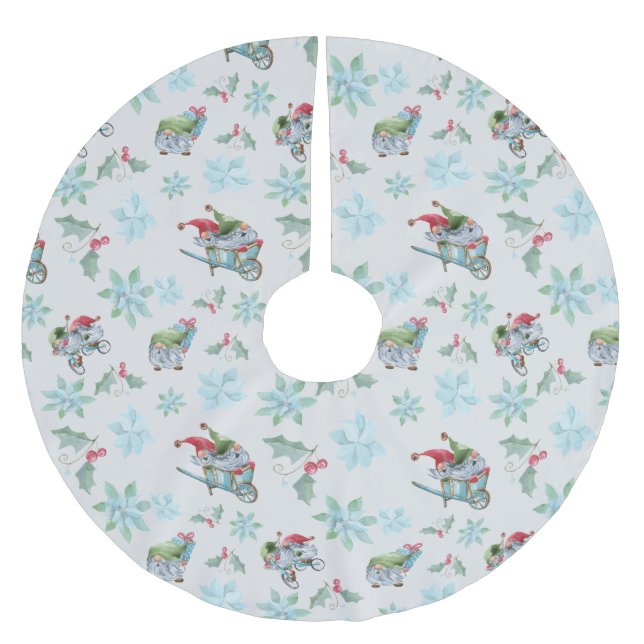 Saia Para Árvore De Natal De Poliéster Gnomos De Natal Em Jogo (Frente)