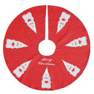 Saia Para Árvore De Natal De Poliéster Gnomos do Natal Branco Elegante em Vermelho