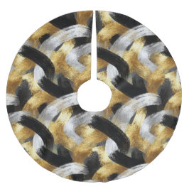 Saia Para Árvore De Natal De Poliéster Gold Silver Black Christmas Celebration