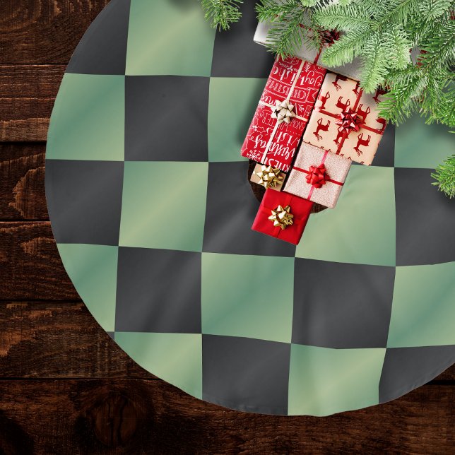 Saia Para Árvore De Natal De Poliéster Gradiente Preto Verde Azul Moderno Verificado (Criador carregado)