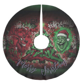 Saia Para Árvore De Natal De Poliéster Graffiti Christmas Tree Skirt 44"