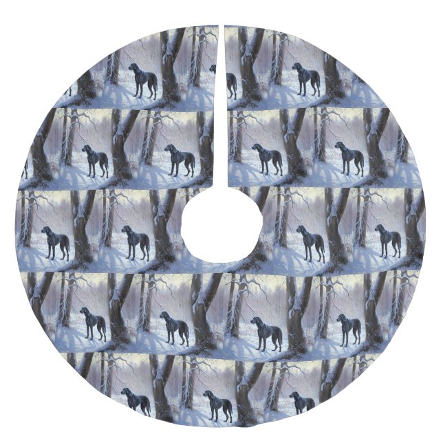 Saia Para Árvore De Natal De Poliéster Grande Dane, deixe nevar o Natal (Frente)