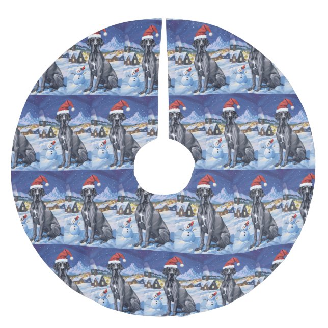 Saia Para Árvore De Natal De Poliéster Grande Dane Winter Wonderland Natal Joy (Frente)