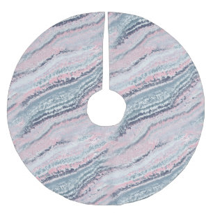Saia Para Árvore De Natal De Poliéster Granite Marble Rosa Gemstone Cinza Azul