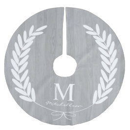 Saia Para Árvore De Natal De Poliéster Grão de madeira cinzenta dos louros brancos -