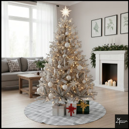 Saia Para Árvore De Natal De Poliéster Grayscale Pixelated Plaid Digital Static Texture