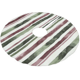 Saia Para Árvore De Natal De Poliéster Green Burgundy Strips Natal