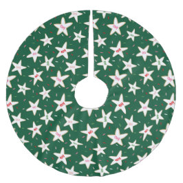 Saia Para Árvore De Natal De Poliéster Green Christmas Star Cookie Tree Skirt