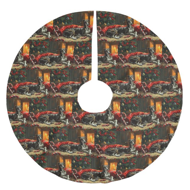 Saia Para Árvore De Natal De Poliéster Greyhound Natal Festivo (Frente)