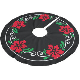 Saia Para Árvore De Natal De Poliéster Grinalda de Natal de Flor de Hibisco Vermelha Esti