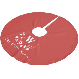 Saia Para Árvore De Natal De Poliéster Grinalda Floral Vermelha Minimalista Personalizada