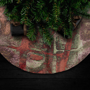 Saia Para Árvore De Natal De Poliéster Grunge De Grafite Pintado Ferrugem Vermelha de out