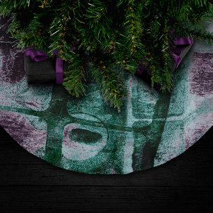 Saia Para Árvore De Natal De Poliéster Grunge de Grafite pintado Moody Plum Purple Gree