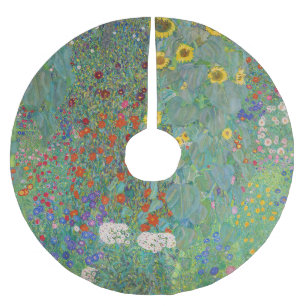 Saia Para Árvore De Natal De Poliéster Gustav Klimt - Jardim Rural com Girassóis