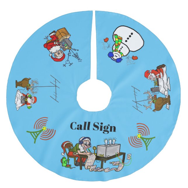 Saia Para Árvore De Natal De Poliéster Ham Radio Christmas Tree Skirt (Frente)