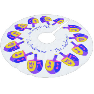Saia Para Árvore De Natal De Poliéster Hanukkah Dreidels Colorida Chrismukkah Add Name