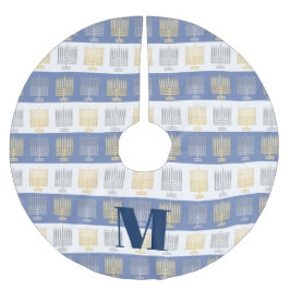Saia Para Árvore De Natal De Poliéster Hanukkah Silver Dourado Menorah Monograma Opcional