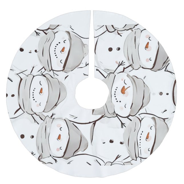 Saia Para Árvore De Natal De Poliéster Happy Snowman (Frente)