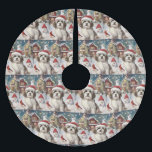 Saia Para Árvore De Natal De Poliéster Havanese Winter Wonderland Christmas Joy<br><div class="desc">Este design festivo captura o espírito alegre da época de férias, apresentando um adorável filhote vestindo um chapéu de Papai Noel. O cachorro está aninhado numa terra maravilhosa de inverno, completo com um boneco de neve, uma árvore de Natal decorada, e presentes lindamente envoltos. Os flocos de neve caem suavemente,...</div>