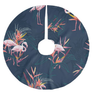 Saia Para Árvore De Natal De Poliéster Hawaiian Flamingo: Trabalho de arte Tropical Vinta