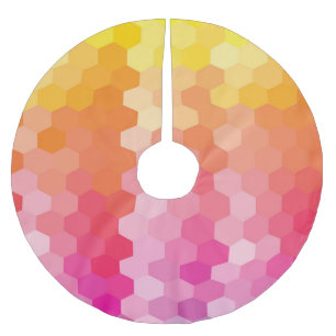 Saia Para Árvore De Natal De Poliéster Hexágono Geométrico forma amarelo-rosa