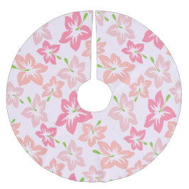 Saia Para Árvore De Natal De Poliéster Hibisco Rosa, Flores Rosas, Padrão de Flores