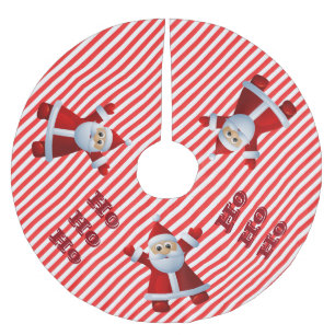 Saia Para Árvore De Natal De Poliéster HO! HO! HO! Papai Noel Feliz Natal Cana de Açúcar