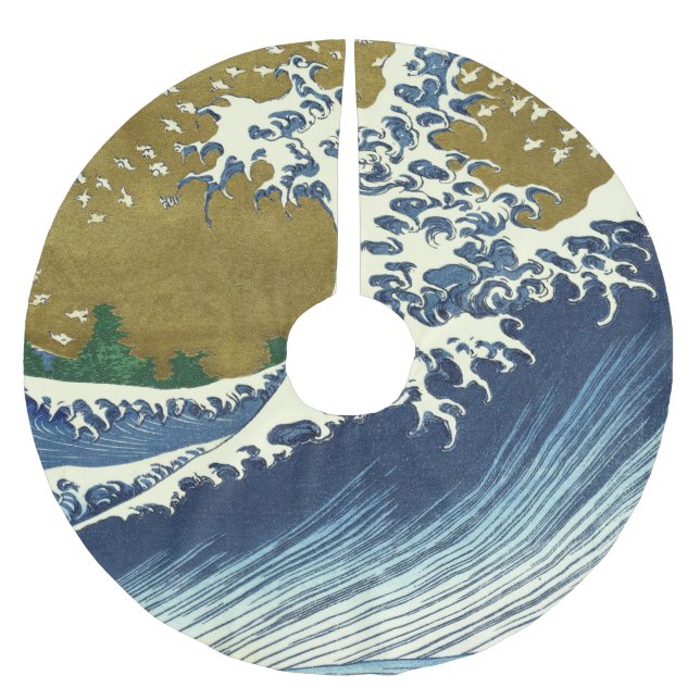Saia Para Árvore De Natal De Poliéster Hokusai Big Wave Japão Art (Frente)