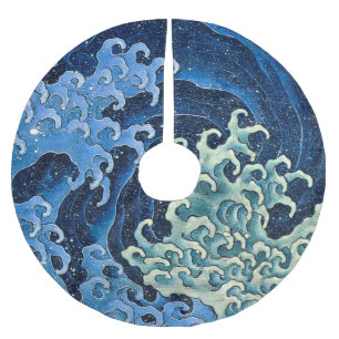 Saia Para Árvore De Natal De Poliéster Hokusai Feminine Wave Vintage Ocean