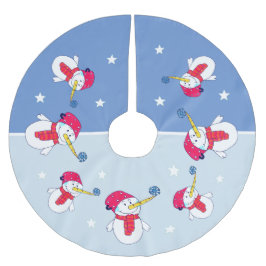 Saia Para Árvore De Natal De Poliéster Homem de neve com floco de neve Crianças de Natal