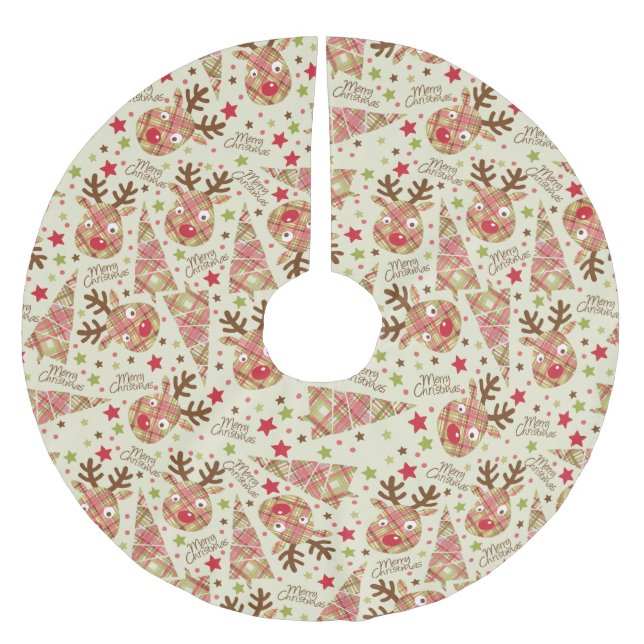 Saia Para Árvore De Natal De Poliéster Homespun Patchwork Feliz Natal (Frente)