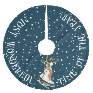 Saia Para Árvore De Natal De Poliéster Hora mais maravilhosa do ano, Skates de gelo e nev