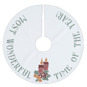 Saia Para Árvore De Natal De Poliéster Hora Mais Maravilhosa do Ano, Velas de Natal