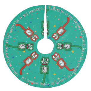Saia Para Árvore De Natal De Poliéster Horário de Natais vintages Retroativos Personaliza