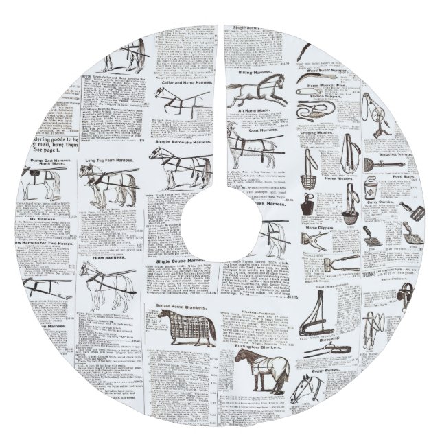 Saia Para Árvore De Natal De Poliéster Horse Antique Advertising Newpaper Art (Frente)