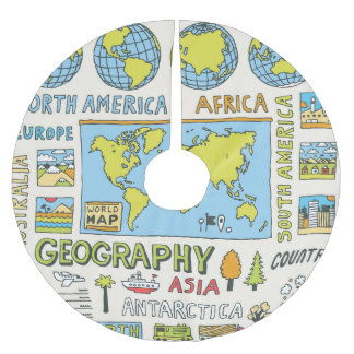 Saia Para Árvore De Natal De Poliéster Ilustração da Geografia da Vintagem Desenhada à Mã