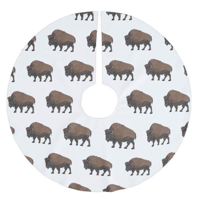 Saia Para Árvore De Natal De Poliéster Ilustração de desenho animado Bison (Frente)