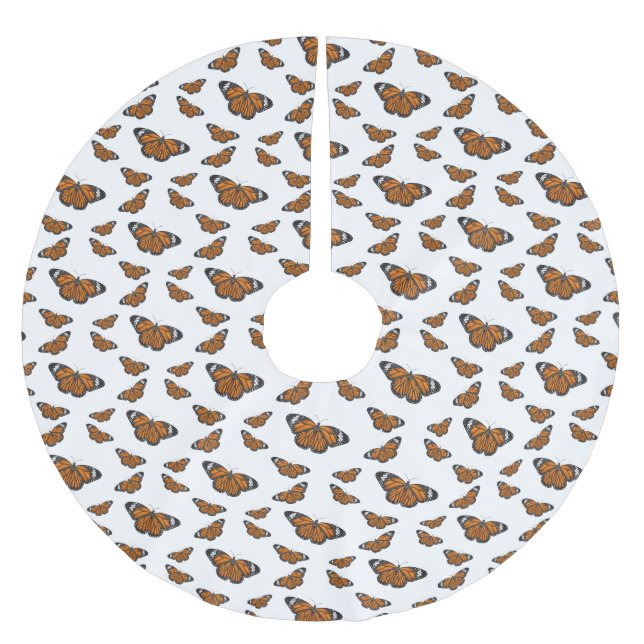 Saia Para Árvore De Natal De Poliéster Ilustração de desenho animado da borboleta monarca (Frente)